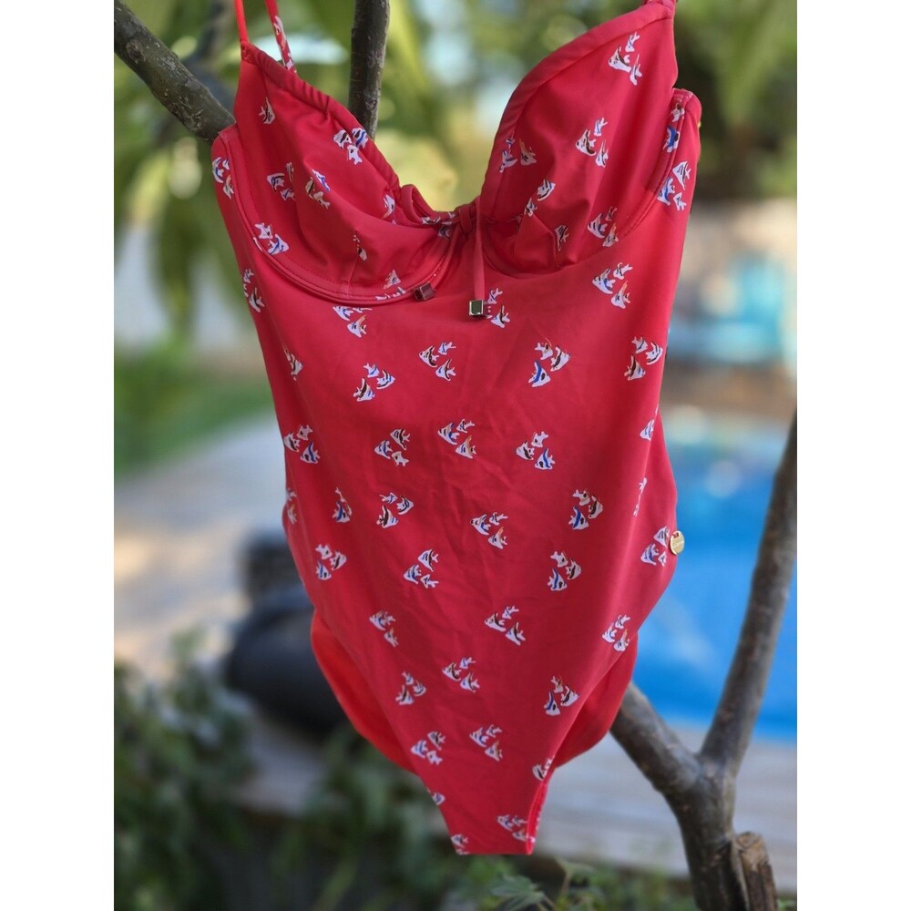 Women's NWT Whistles One Piece Red Fish Pattern Swimsuit Size 4 (RRP $179)